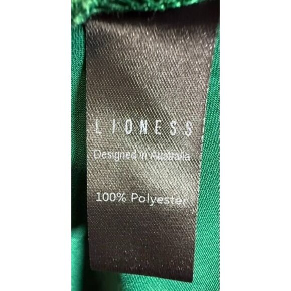 Lioness‎ Green Satin Cowl Neck Midi Dress W/ Slit Y2K Party Bachelorette - Picture 8 of 9